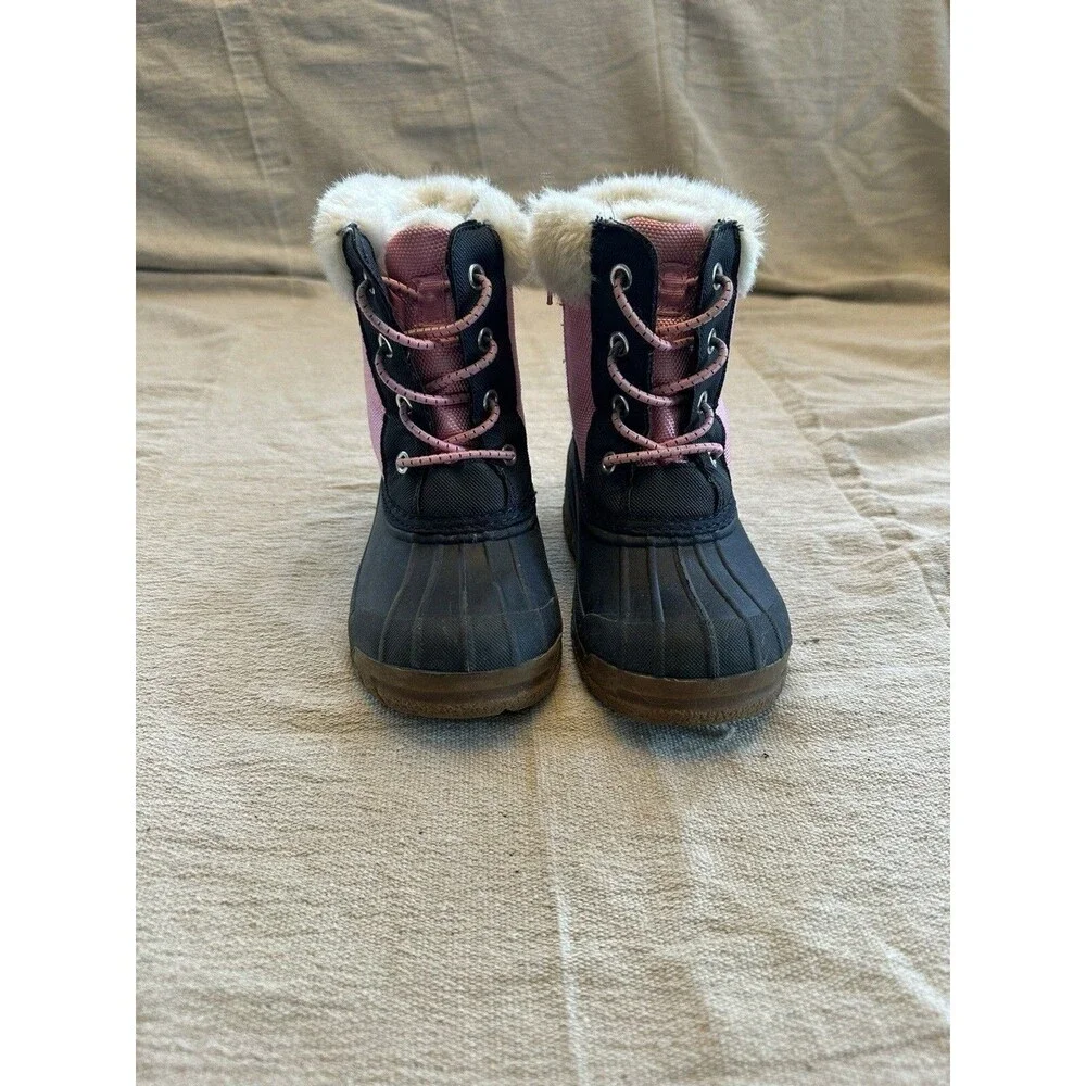 Kids size 9 osh kosh duck snow boots pink black outdoor hiking skiing